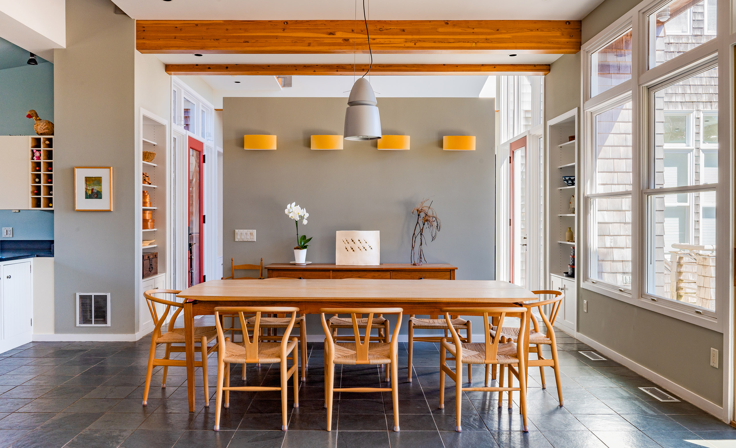 Cape Cod Vernacular Modern Home-Dining Room 01 Orleans, MA DOXworks Architecture, Interiors and Planning 35 Roberts Road Cambridge, MA 617-869-5440 Info@doxworks.com DOXworks is a Cambridge-based architecture and design studio focused on realizing our clients' visions. Our work spans diverse areas and scales, driven by logic, clarity, and consensus. We aim to elevate lives, cultivate communities, and enhance the environment by creating places that are as functional as they are inspiring. Our passion for design transcends preferences and constraints. Each project harmonizes complex variables and perspectives, producing efficient processes and products. Doxworks' rigorous planning and exploration generate optimal solutions and maximum value. We design low-energy, minimal waste, and enduring projects, with values reflected in sensitive planning, careful material selection, and skilled craftsmanship, creating warm, rich places that serve as our legacy. https://www.linkedin.com/in/jonathan-ginnis-aia-leed-ap-751b004/ https://www.linkedin.com/company/doxworks/ facebook.com/DOXworks/ https://doxworks.com/ https://www.pinterest.com/doxworks/ https://www.instagram.com/doxwell/ Minimalistarchitecture, Residentialminimalistdesign, Modernhomedesign, modernarchitecture, contemporaryarchitecture, Contemporaryresidentialarchitecture, Minimalistinteriordesign, sustainablehomedesign, Functionalresidentialdesign, Open-conceptliving, passivehousedesign, residentialrenovation, highendarchitecturedesign, luxuryhome, urbanliving, cityhome, localmaterials, slowhomedesign